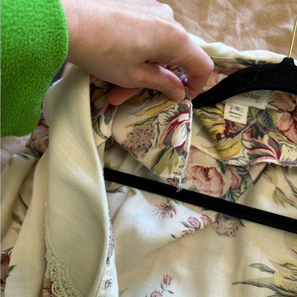 Vintage cottagecore Ambria Floral faux wrap, maxi  Dress with lace collar size 8 - Picture 11 of 12